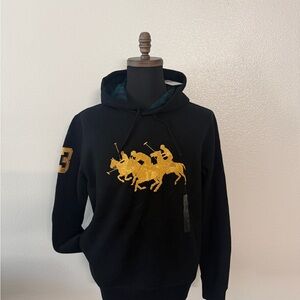 Polo Ralph Lauren Black Hoodie with Gold Embroidery